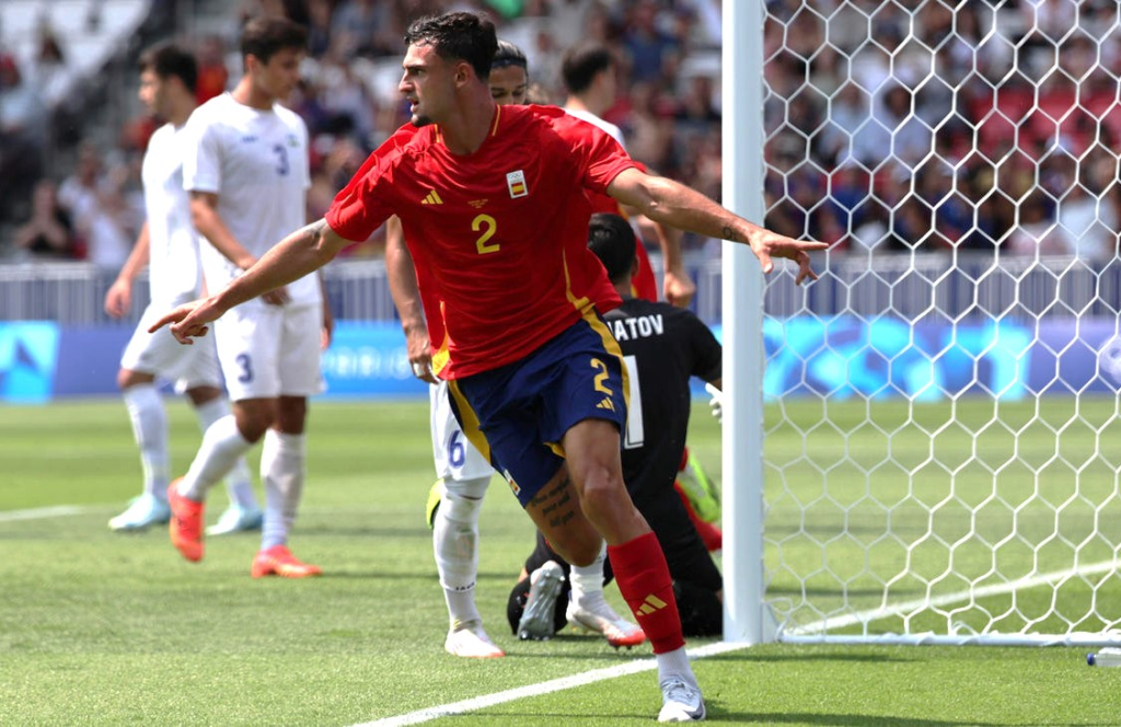 Marc Pubill celebra su gol en los Juegos con España