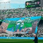 La afición franjiverde con un tifo el pasado sabado / Elche CF