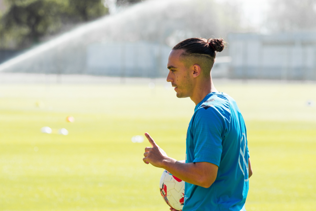 Luismi Cruz, en un entrenamiento con el Tenerife