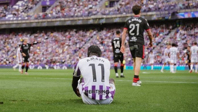 Amath Ndiaye en el partido contra la Cultural Leonesa