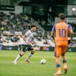 David González, centrocampista del Burgos CF en el partido del domingo contra el Málaga