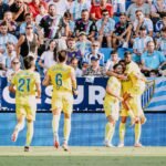 Los jugadores del Cádiz CF celebran el gol marcado ante el Málaga CF en el derbi andaluz