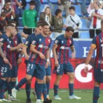 La SD Huesca celebra un tanto