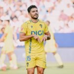 Sergio Ortuño celebra el gol marcado con el Cádiz ante el Málaga CF