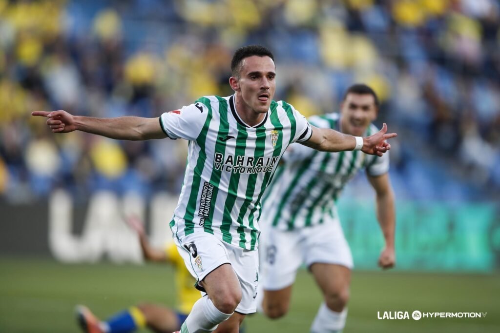 Diego Bri celebra el primer gol del Córdoba