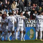 Los jugadores del Albacete Balompié celebran un gol marcado contra el Real Zaragoza