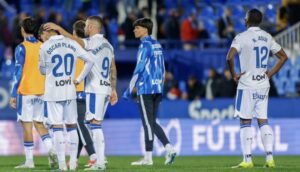 Los jugadores del CD Leganés en un partido de LaLiga Hypermotion