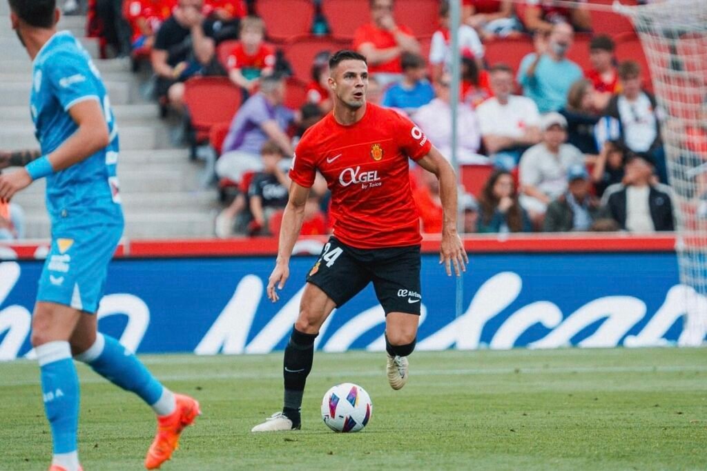 Martin Valjent en un encuentro con el RCD Mallorca