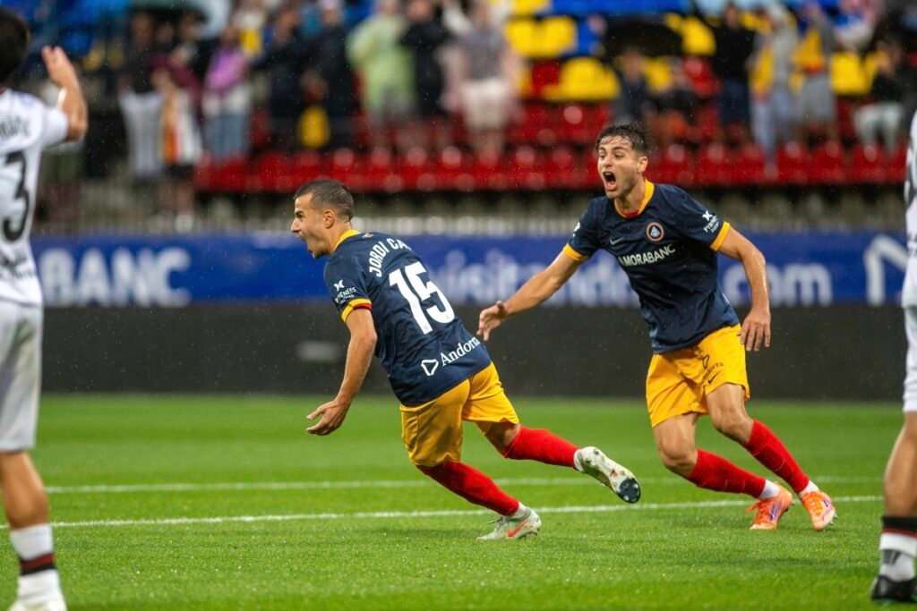 Jordi Cano celebrando su gol con el Andorra 